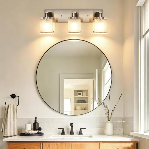Vista 2 de Accesorios de iluminación de tocador de baño 3 lámparas de pared