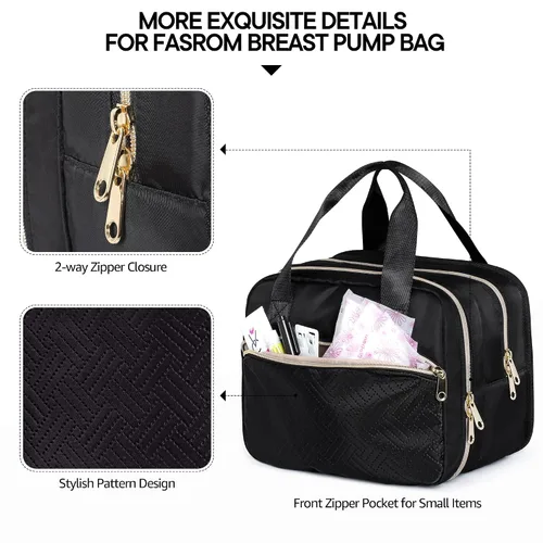 Vista 4 de Fasrom Bolsa portátil para extractor de leche con enfriador compatible con bombas Momcozy Medela y Elvie, funda de transporte portátil para madres