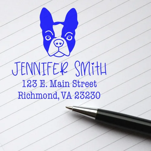Vista 88 de Sello de dirección personalizado Basset Hound – Sello personalizable con nombre y dirección para sobres, ideal para amantes de los perros