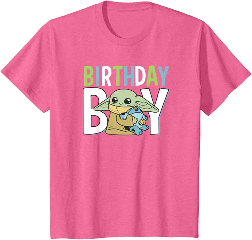Vista 9 de Star Wars: The Mandalorian Grogu Birthday Boy Hug Blue Green T-Shirt Negro