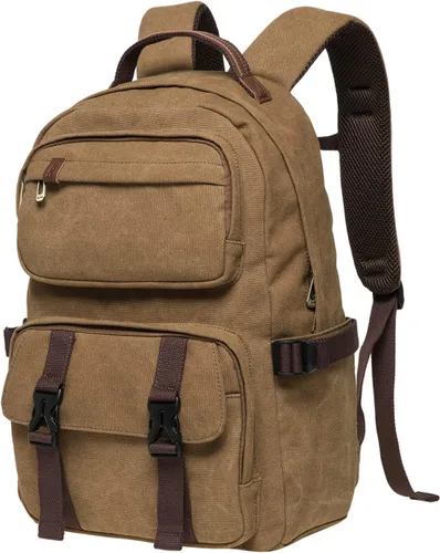 Vista 3 de KAUKKO Vintage Casual polyster and Leather Rucksack Backpack(20-2-KHAKI)