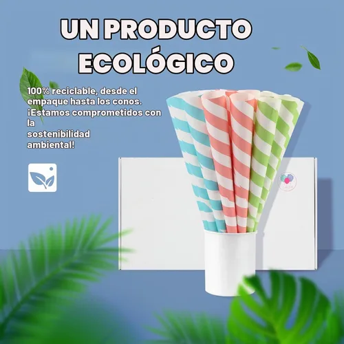 Vista 6 de Conos de algodón de azúcar, paquete de 30 unidades pastel para bebé, conos de papel multicolor de Candy Park para máquinas de algodón de azúcar