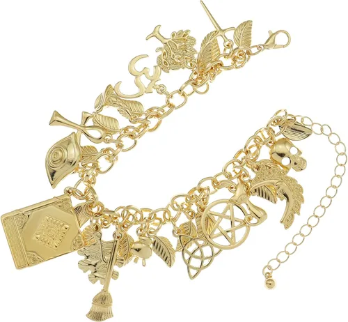 Vista 3 de RechicGu Mythology - Pulsera de cuento de hadas con dije de la suerte, diseño de gato celta con hoja de cruz y luna