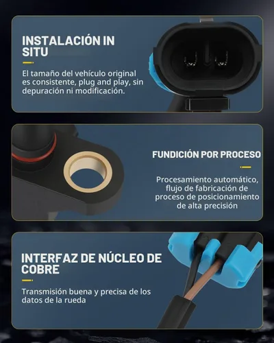 Vista 3 de OCPTY Sensor de velocidad de rueda ABS delantera izquierda derecha 2PCS