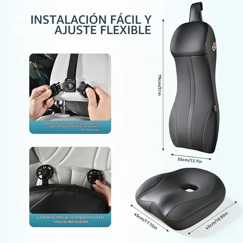 Vista 5 de Coverado Cojín para asiento de automóvil y almohada de apoyo lumbar, almohada ergonómica integrada de espuma viscoelástica para el cuello, cojín