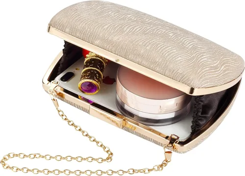 Vista 6 de Bolso de mano dorado, bolsos de mano dorados para mujer, para noche, boda, cóctel, fiesta, bolsa de noche, bolso cruzado de hombro..