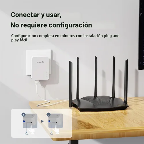 Vista 5 de Powerline Set 1000Mbps Tenda AH3
