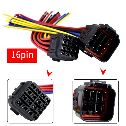 Vista 4 de Conector de 16 pines impermeable, enchufe eléctrico, cable de extensión automotriz para automóvil, vehículo, motocicleta, camiones, barcos