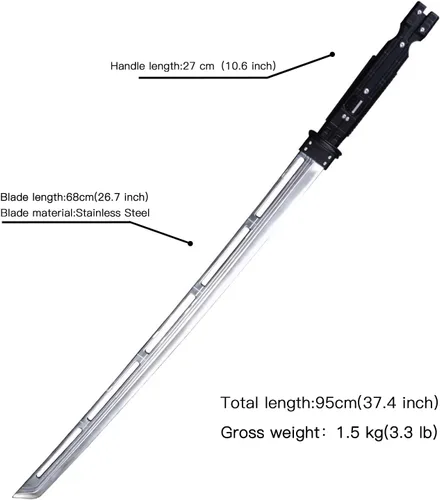 Vista 2 de Sword fort Accesorios de cosplay - Espada de Hawkeye de acero inoxidable Ronin Metal real de aproximadamente 37 pulgadas
