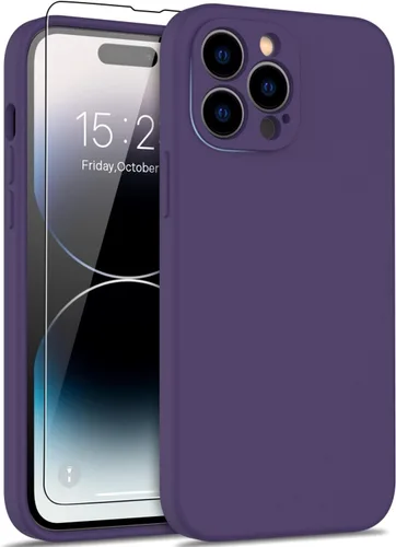 Vista 47 de DEENAKIN Funda compatible con iPhone 14 Plus con protector de pantalla, funda mejorada para cámara, goma de gel de silicona suave probada contra