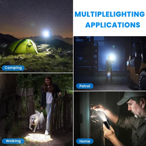 Vista 6 de Linterna recargable de 99,000 lúmenes - Paquete de 3 linternas LED brillantes con 5 modos, linterna impermeable de mano para camping, hogar, exterior