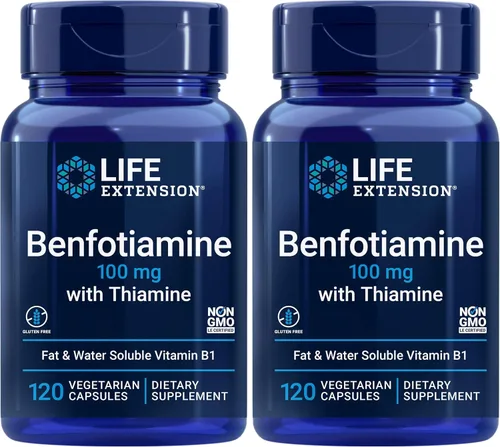 Vista 6 de Life Extension Benfotiamina con tiamina, apoyo saludable para el metabolismo del azúcar en sangre, 100 mg de benfotiamina, salud cardiovascular