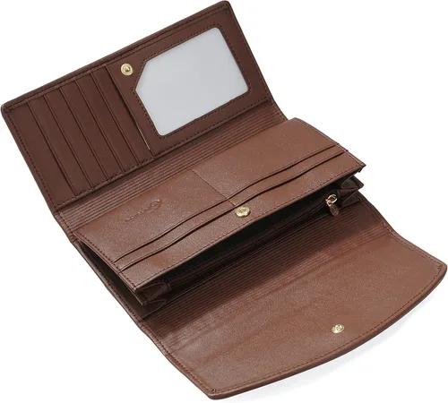Vista 4 de Rose Collection - Monedero triple de cuero genuino en relieve (gris), Gris, Vintage