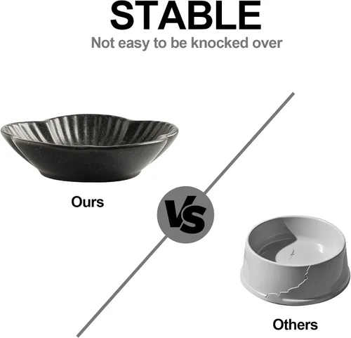 Vista 2 de Mecaikru Tazones de comida para gatos, platos de cerámica para gatos, plato para comida, agua y aperitivos, 4.72 pulgadas, uso en interiores
