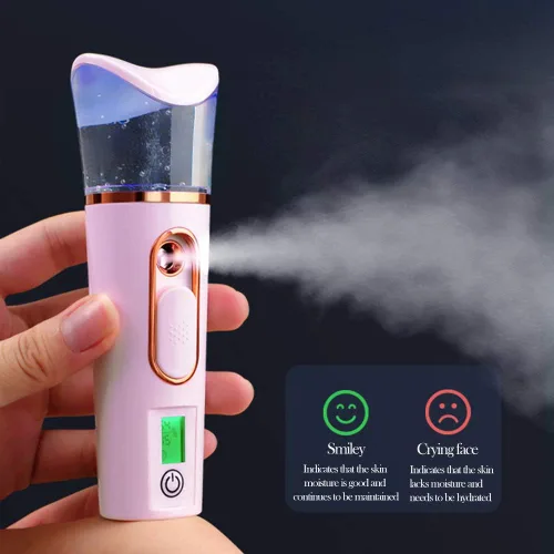 Vista 4 de FANTEXY Nano pulverizador facial con analizador de piel, probador de humedad, mini vaporizador portátil con USB, práctico pulverizador facial