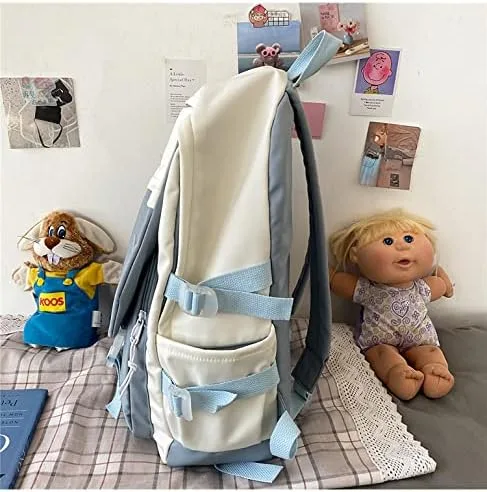 Vista 3 de Zhousanjian Mochila Kawaii de moda con accesorios lindos, mochila Kawaii Girl de gran capacidad, mochila estética linda, Azul 2