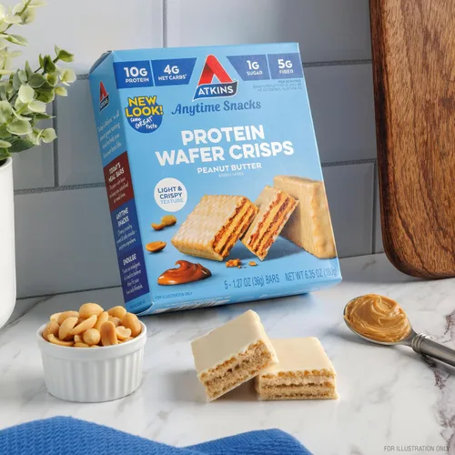 Vista 6 de Atkins Galletas de proteína crocantes, 305405, Peanut Butter, 1