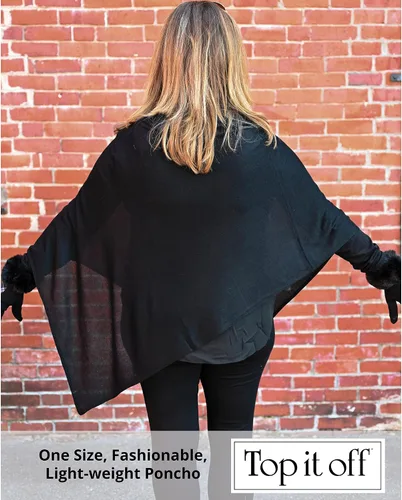 Vista 4 de Top It Off Elsa - Poncho de bambú para mujer, de punto fino, de lujo, hecho de bambú 100% natural, pieza de capas para mayor calidez