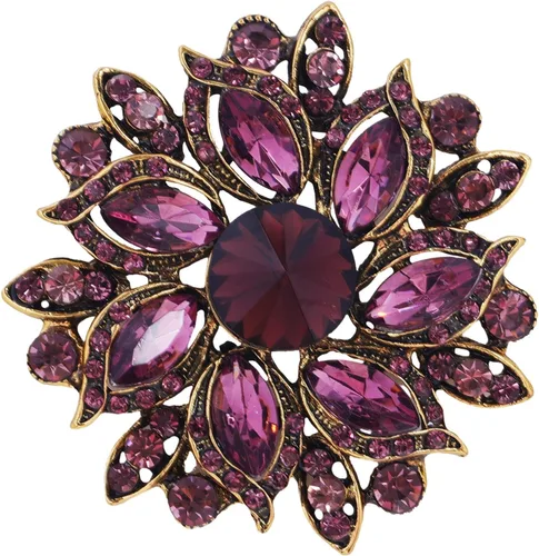 Vista 13 de LAXPICOL Broche Vintage de Flores Elegante con Cristales Austríacos para Mujer Negro