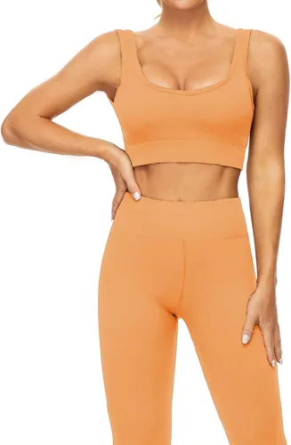 Vista 5 de ARTFREE Conjuntos de entrenamiento para mujer, 2 piezas, conjuntos de yoga, leggings de cintura alta sin costuras y brasier deportivo, camiseta sin