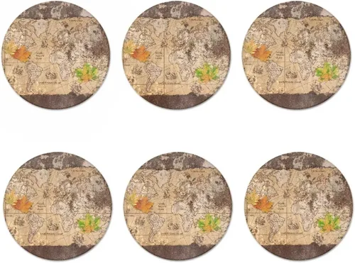 Vista 4 de Mumeson Juego de 6 posavasos de goma para bebidas, diseño de muñeco de nieve de dibujos animados, vajilla absorbente de humedad para taza de café