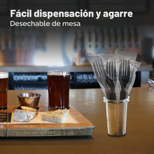 Vista 7 de 3 tenedores de plástico resistentes envueltos individualmente, paquete