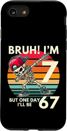 Vista 18 de Bruh I'm 7 But One-Day I'll Be 67 Retro 7th Birthday Kids Case for iPhone 17