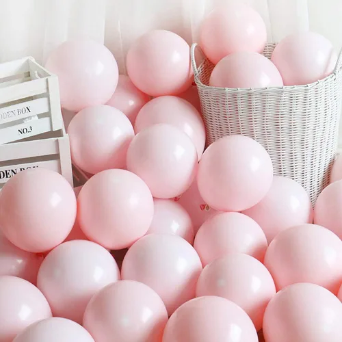 Vista 2 de BEISHIDA - 200 globos de 5 pulgadas de color rosa pastel, globos pequeños de color rosa bebé, globos mini de color rosa claro macaron, globos