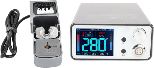 Vista 6 de Estación de soldadura inteligente, pantalla digital de grado profesional, control PID de 96 W, mango T210 de calentamiento rápido para reparación