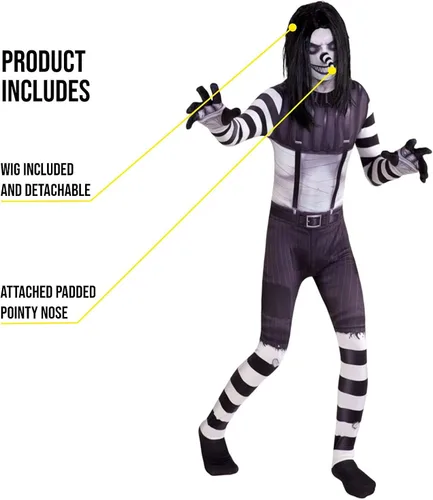 Vista 3 de Morphsuits Disfraz de Halloween para niños con leyenda urbana de Zalgo aterrador