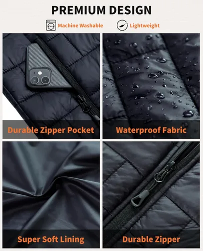 Vista 4 de KODOKU Men's Heated Vest with Battery Pack 7.4V, 2023 Upgrade Heating Wire, Lightweight Vest Base Layer for Winter Outdoor