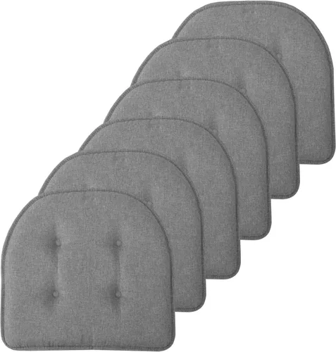 Vista 133 de Sweet Home Collection - Cojín de asiento de espuma viscoelástica y respaldo de caucho antideslizante con capitoné para silla, cojín en U, 17x16 Gris