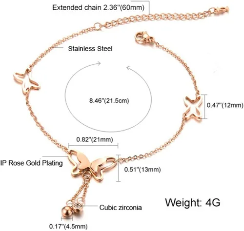 Vista 2 de Aienid, tobillera enchapada en oro rosa de 18ct, ajustable, sandalia para pie desnudo, tobillera tipo sandalia de cadena para playa.