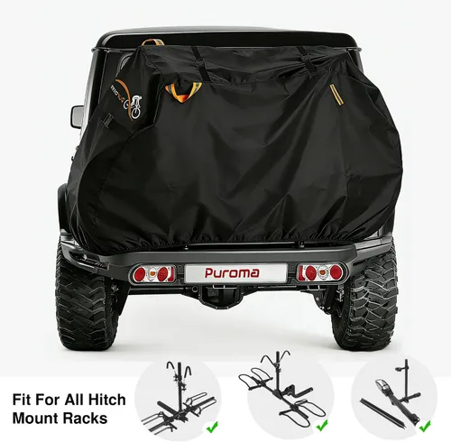 Vista 12 de Puroma 600D Bike Cover for Transport on Rack, Waterproof Outdoor Bicycle Cover on Rear Bike Rack, Heavy Duty Bike Rack Cover on Hitch Travel Storage