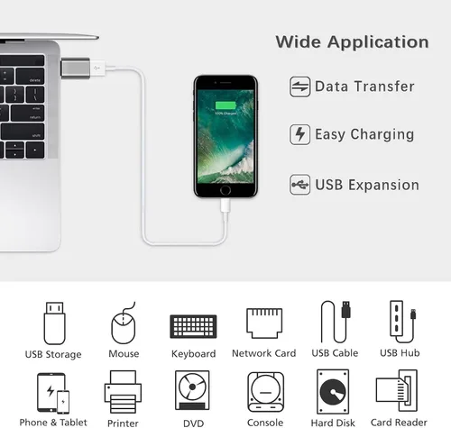 Vista 2 de Adaptador USB C a USB 3.1 Gen 2, 10Gbps USB a USBC, USB-C macho a USB 3.0 A hembra USB 3.2 Tipo C OTG convertidor para MacBook Pro Laptop PC iMac