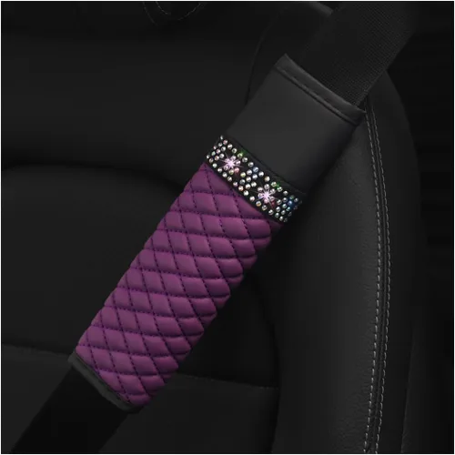 Vista 11 de AICEL - Juego de 2 fundas para cinturón de seguridad de auto, correa de hombro con brillo de strass para una conducción más cómoda, almohadillas
