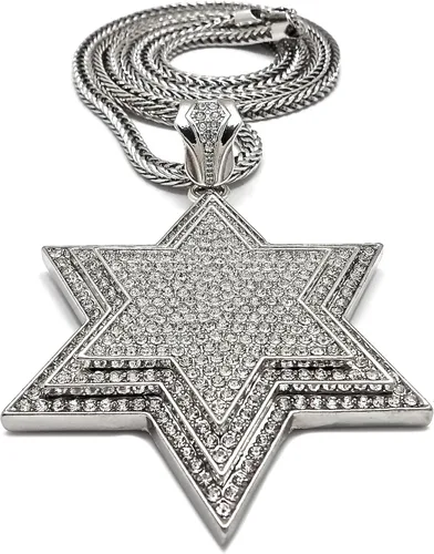 Vista 2 de GWOOD Estrella de David Color Plata Collar Colgante Grande