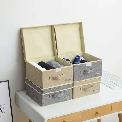 Vista 5 de YueYue - Cajas de almacenamiento de tela, Paquete de 4 piezas, paquete de 4
