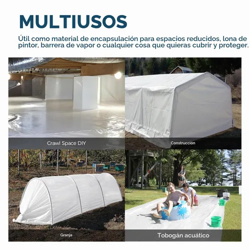 Vista 7 de ALORAIR Barrera de vapor Crawl Space de 6 mil 12'x100', Tela Protectora Barrera de vapor para encapsulación de espacio de rastreo, control
