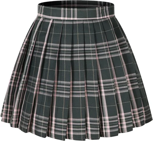 Vista 49 de Faldas plisadas a cuadros de cintura alta para mujeres y niñas, talla grande, uniforme escolar, mini disfraces de cosplay
