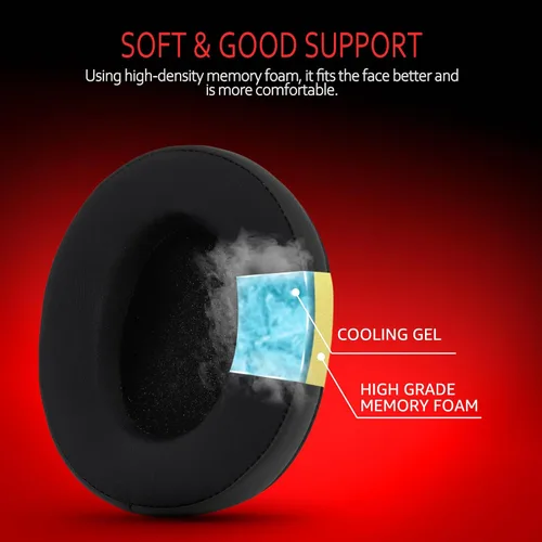 Vista 3 de Cooling-Gel - Almohadillas ovaladas grandes de repuesto para Turtle Beach Stealth ATH M50X / M40X / SteelSeries Arctis/HyperX Cloud y Alpha/Sony