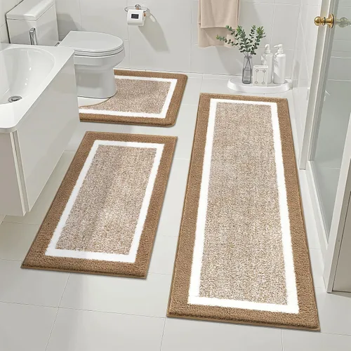 Vista 40 de Pauwer Juego de baño, alfombras de baño antideslizantes, alfombras de ducha absorbentes para suelo de baño, bañera y ducha, color azul aguamarina