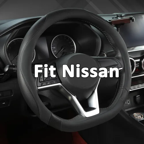 Vista 11 de West Llama Funda para volante de automóvil de fondo plano para Nissan, cubierta de volante en forma de D para Rogue, Altima, Kicks negro
