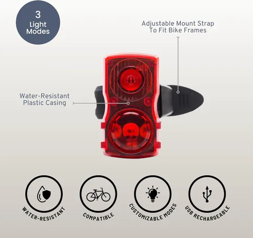 Vista 2 de State Bicycle Co. Luz de bicicleta. Luces LED. Luces de bicicletas para montar de noche, ciclismo. Recargable por USB, luz trasera resistente a