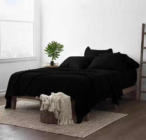 Vista 3 de Juego de sábanas de 100% algodón orgánico certificado real, 6 piezas, 1000 hilos, 1 sábana bajera + 1 encimera + 4 fundas de almohada, se adapta a
