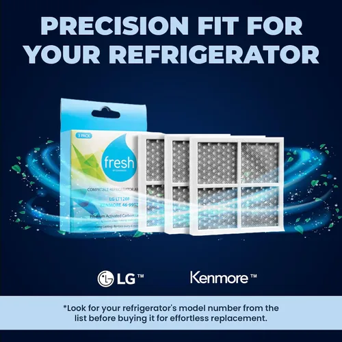 Vista 2 de Mist Filtro de aire fresco para refrigerador L120F, LG ThinQ filtro de aire fresco, Kenmore Elite 469918, reemplazo de 6 meses, paquete de 2