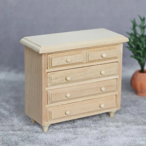 Vista 2 de AirAds Dollhouse 1:12 muebles en miniatura aparador cajón mesa madera sin terminar