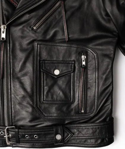 Vista 5 de Chaqueta de moto acolchada negra para hombre Chaqueta de cuero negro para hombre Brando Vintage Riding Moto Jacket XS - 4xL