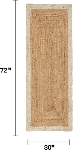 Vista 2 de Fab Habitat Essentials - Alfombra trenzada de color marfil, tejida a mano, fibra natural, suave bajo los pies, yute natural, dormitorio, sala