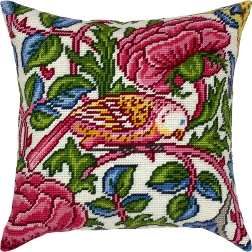 Vista 4 de Kit de bordado floral para adultos y principiantes - Lodden. Claveles de William Morris de 16 × 16 pulgadas con diseño impreso claro y preciso